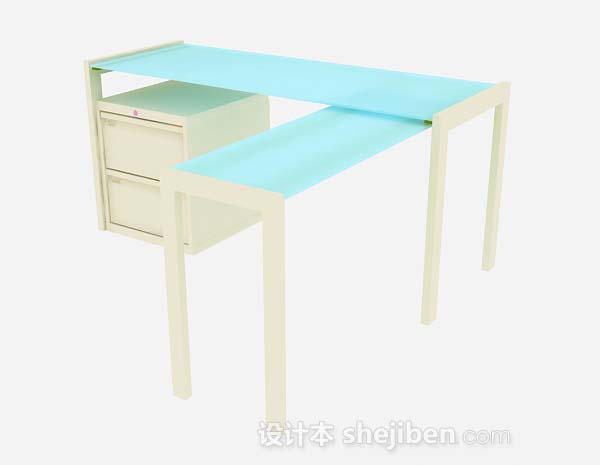 现代风格蓝色办公桌3d模型下载