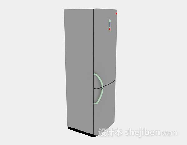 免费灰色电冰箱3d模型下载
