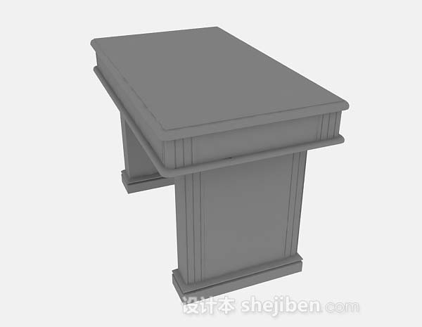 设计本灰色书桌3d模型下载