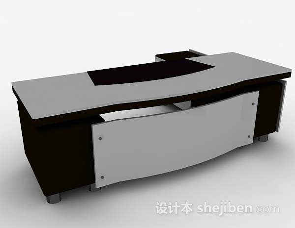 灰色办公桌3d模型下载