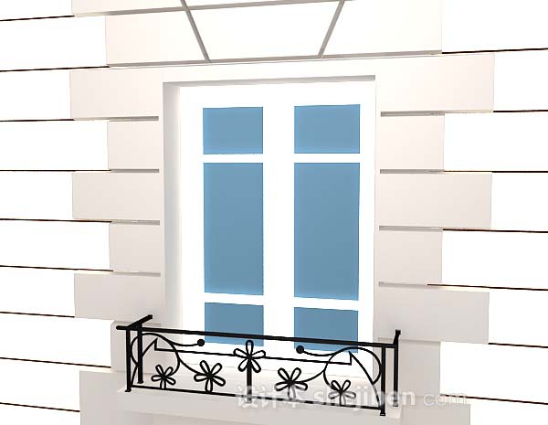 设计本蓝白色窗户3d模型下载