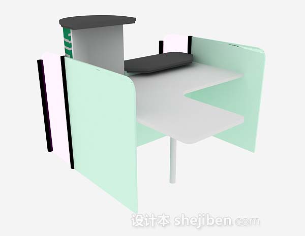 绿色办公桌3d模型下载