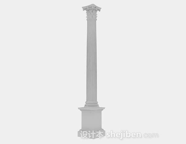 中式风格灰色中式柱子3d模型下载
