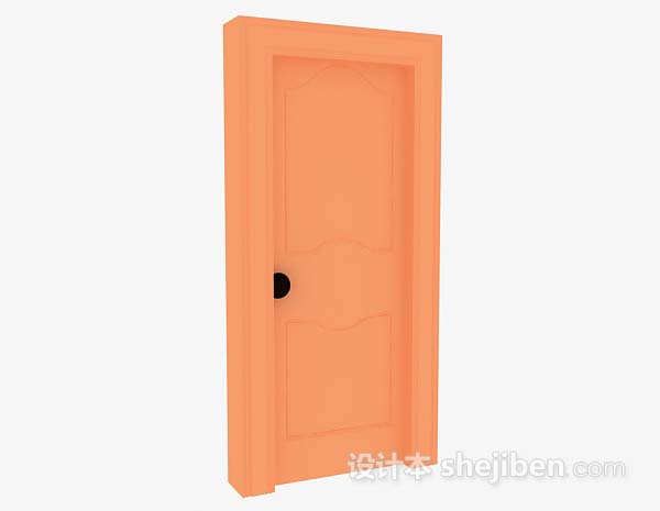 现代风格橙色木质门3d模型下载