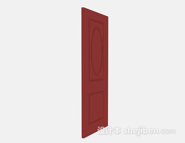 免费红色木质门3d模型下载