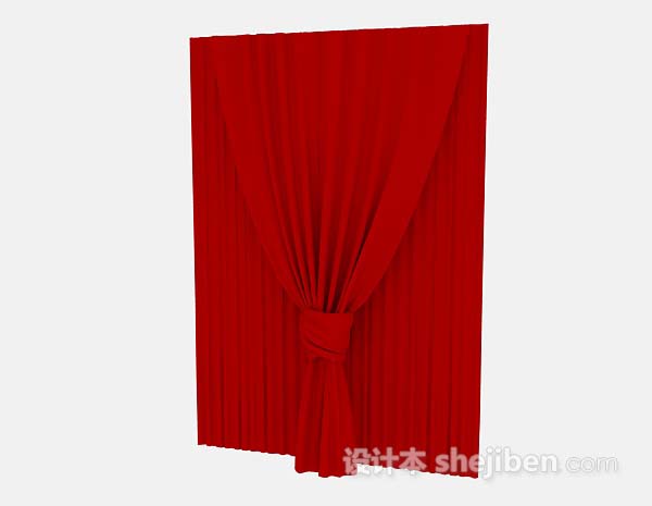 免费红色窗帘3d模型下载