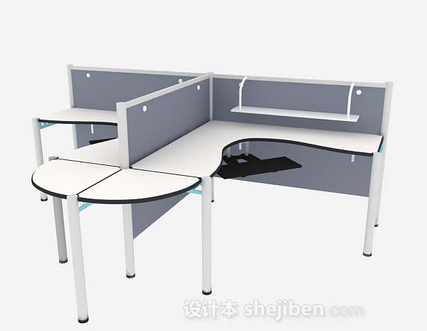 现代风格灰色简约办公桌3d模型下载