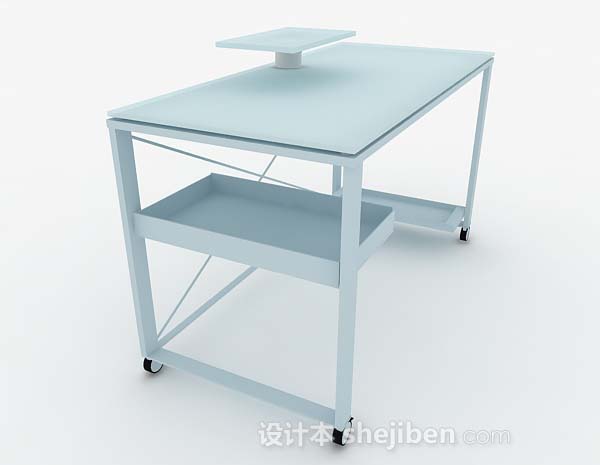 免费蓝色书桌3d模型下载