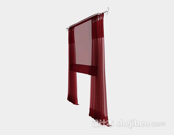 设计本红色窗帘3d模型下载
