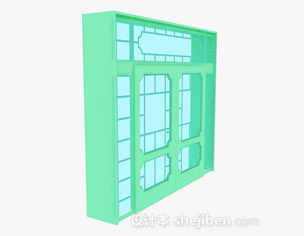 免费中式绿色窗户3d模型下载