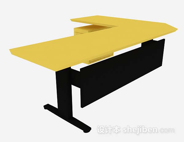 现代风格黄色办公桌3d模型下载