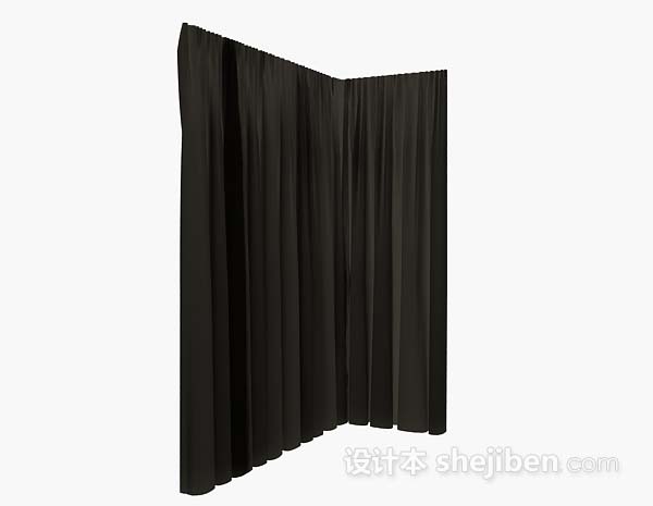 设计本黑色窗帘3d模型下载