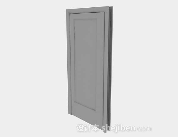 设计本灰色木质门3d模型下载