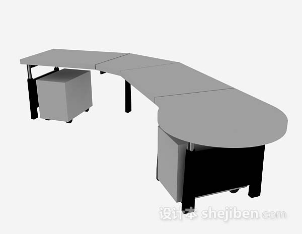 现代风格灰色办公桌3d模型下载