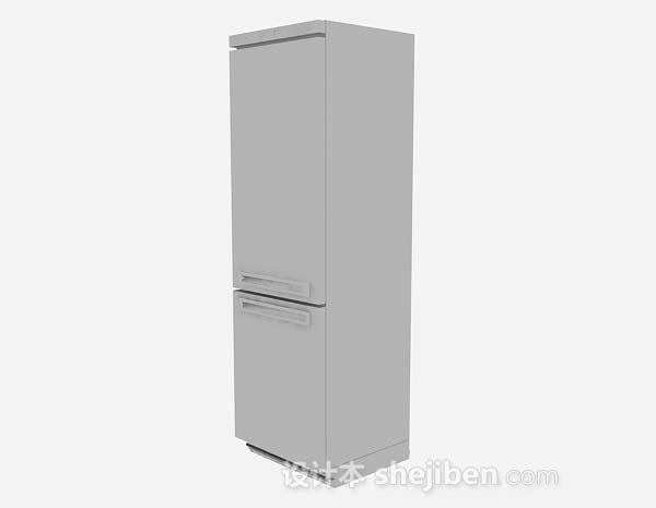 设计本灰色冰箱3d模型下载