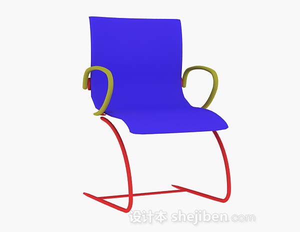 蓝色休闲椅3d模型下载