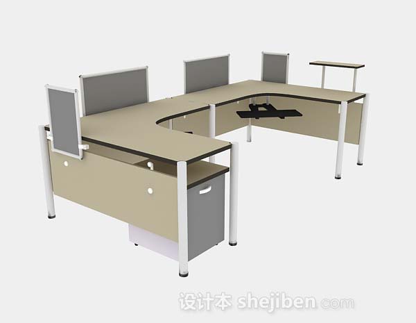 设计本棕色办公桌3d模型下载