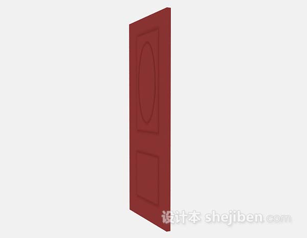 设计本红色木质门3d模型下载