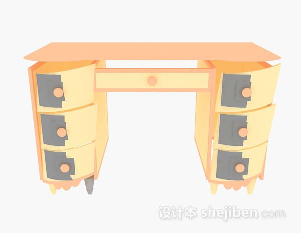 现代风格黄色书桌3d模型下载