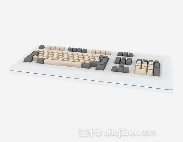 现代风格白色电脑键盘3d模型下载
