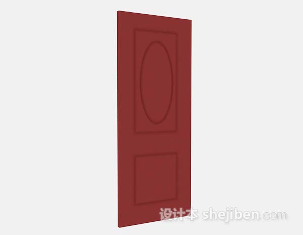 现代风格红色木质门3d模型下载