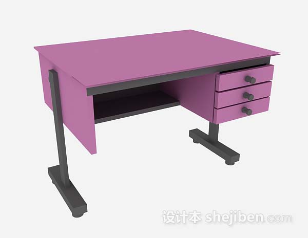 紫色办公桌3d模型下载