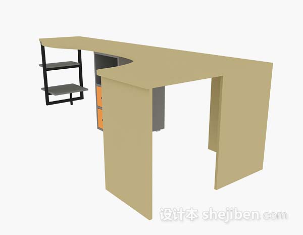 设计本简约木质办公桌3d模型下载