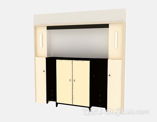 现代风格黄色木衣柜3d模型下载