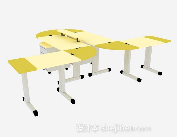 免费黄色办公桌3d模型下载