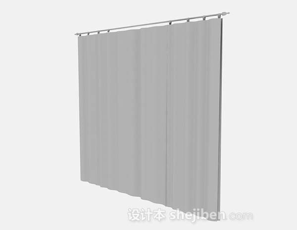 设计本灰色简单窗帘3d模型下载