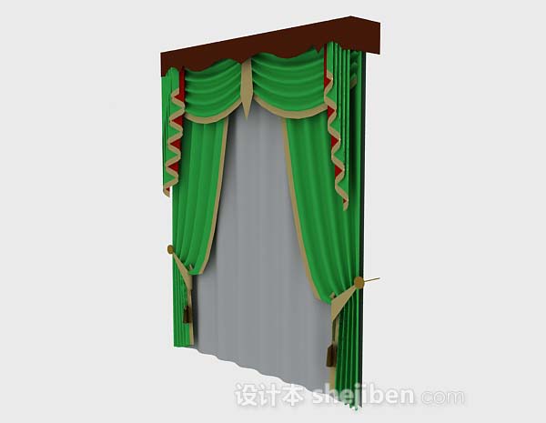 设计本绿色窗帘3d模型下载