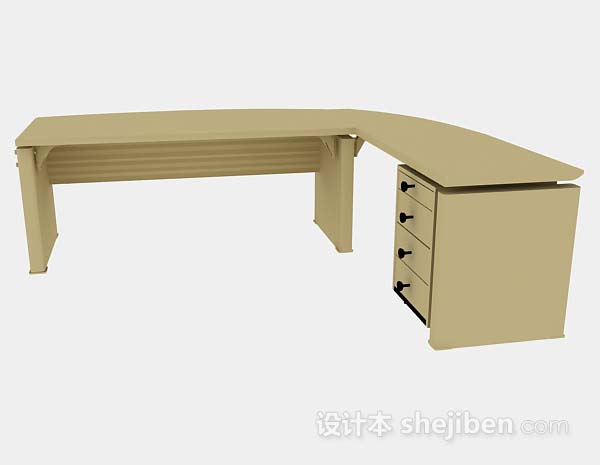 现代风格黄色办公桌3d模型下载