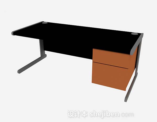 免费黑色办公桌3d模型下载
