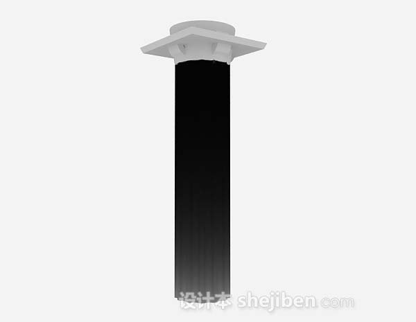 设计本中式黑色柱子3d模型下载
