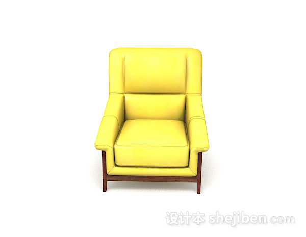 现代风格黄色木质单人沙发3d模型下载