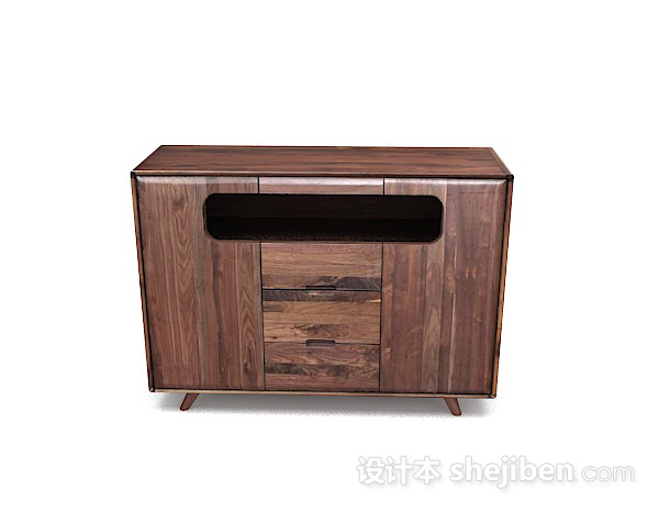 现代风格木质棕色储物柜3d模型下载