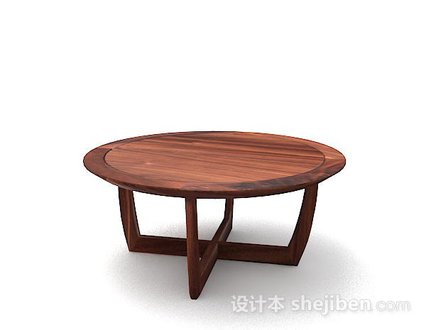免费木质简约棕色圆餐桌3d模型下载