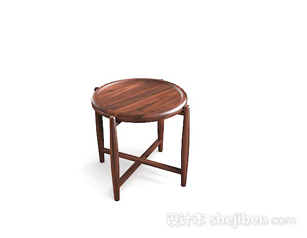 设计本木质简单圆凳3d模型下载