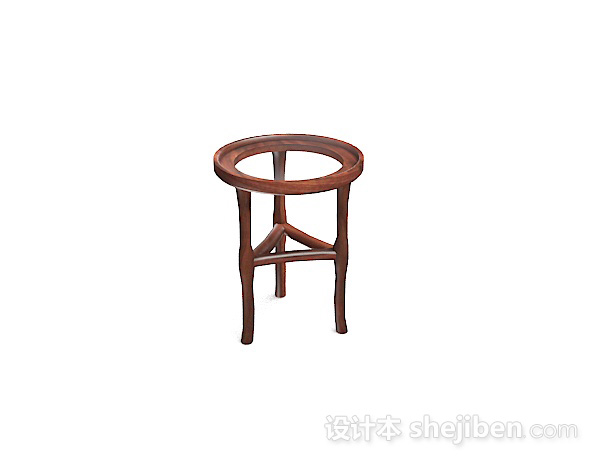 设计本棕色木质凳子3d模型下载