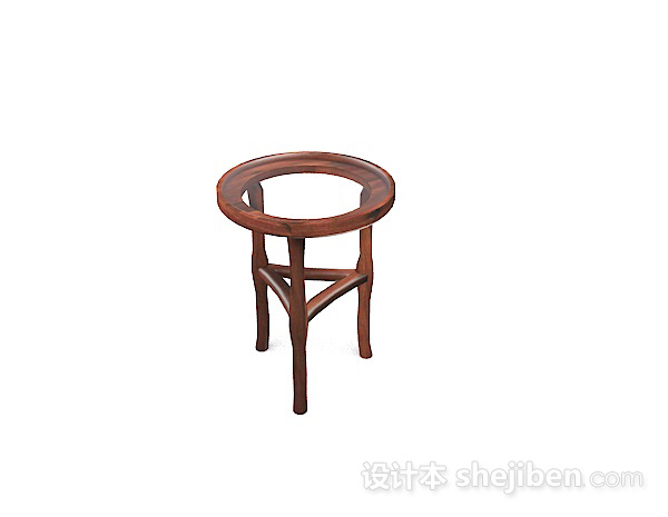 现代风格棕色木质凳子3d模型下载