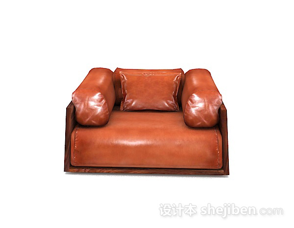 美式风格美式棕色单人沙发3d模型下载