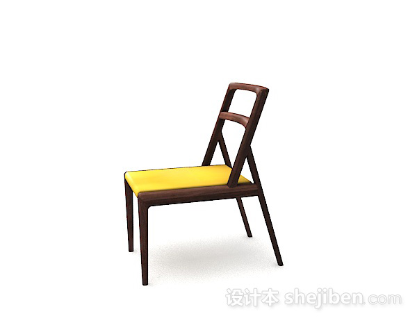 免费木质简单黄色家居椅子3d模型下载