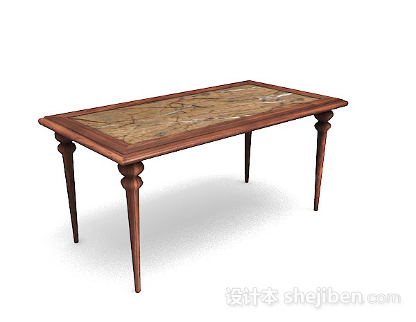 设计本长方形木质餐桌3d模型下载