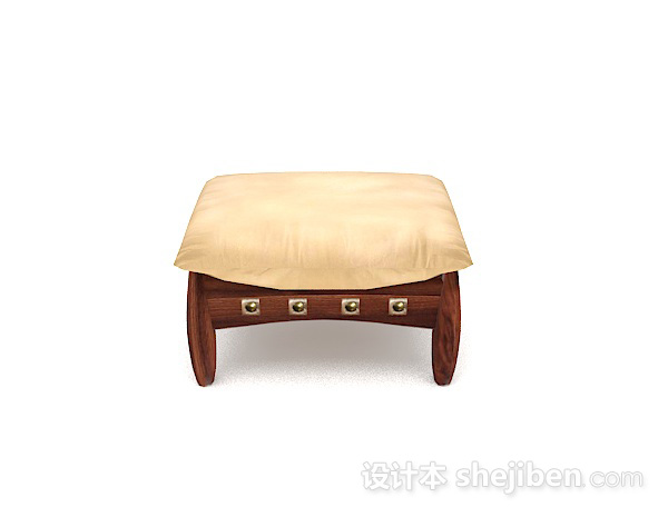 现代风格皮质黄色沙发凳子3d模型下载