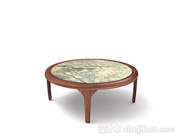 免费家居木质圆形餐桌3d模型下载