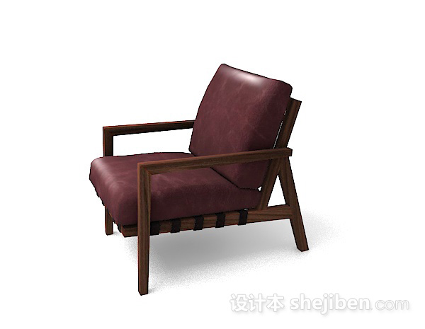 免费暗红棕色单人沙发3d模型下载