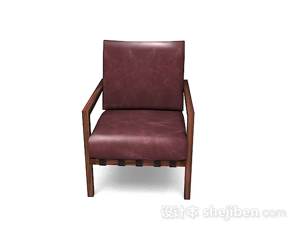 现代风格暗红棕色单人沙发3d模型下载
