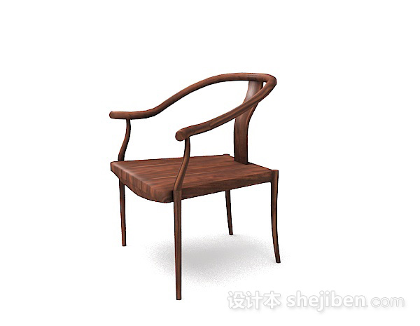 免费新中式木质家居椅子3d模型下载