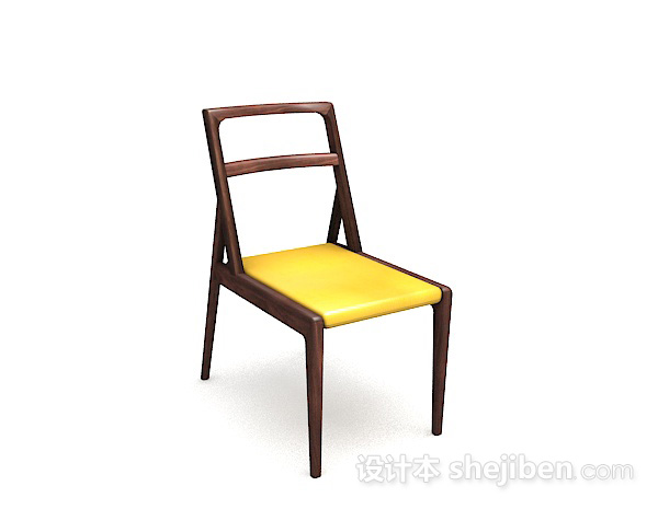 木质简单黄色家居椅子3d模型下载