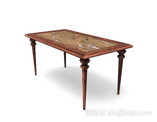 免费长方形木质餐桌3d模型下载
